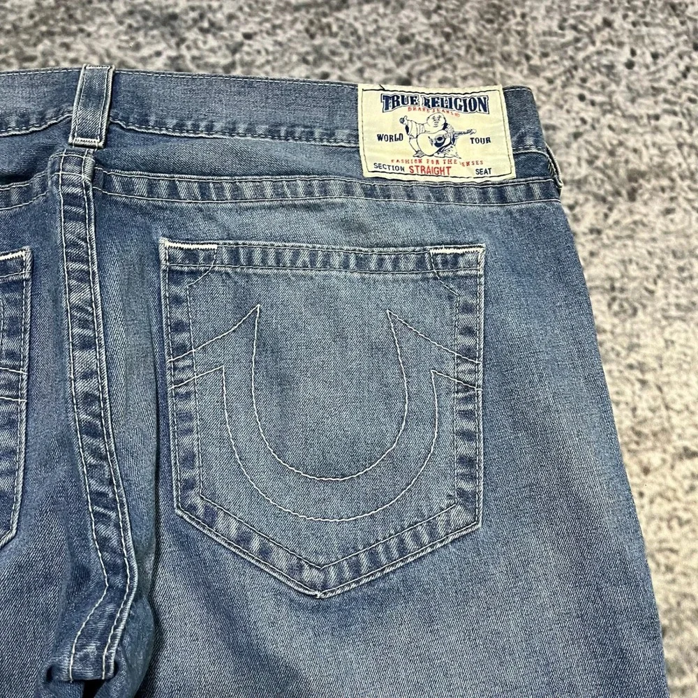 True Religion Jeans Mens 44x34 Blue Denim Straight Fit‎ Y2K Grunge